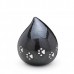 Brass Teardrop - Pet Cremation Ashes Urn - (Black with Silver Pawprints)